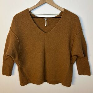Free People Women’s Brown V Neck Sweater, Size XS